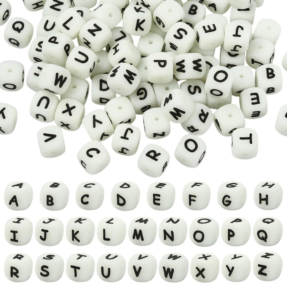 6934 104 Pcs 12mm A-Z Silicone Letter Beads Square Letter Beads